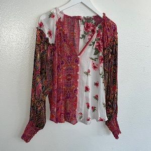 Free People button front blouse